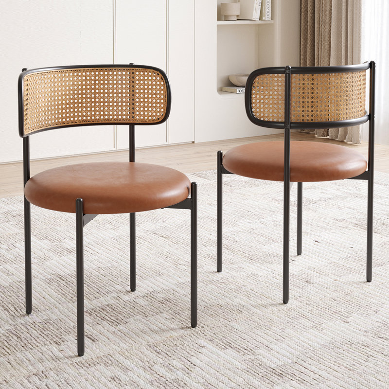 Chaise d'appoint rembourrée en similicuir, Brun