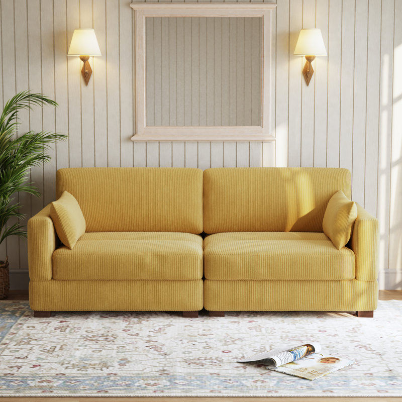 Bentura 217.7Cm Flared Arms Sofa, Orange