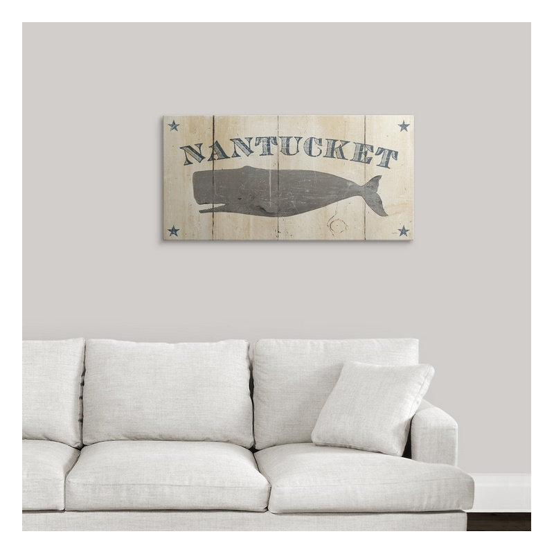 «Nantucket Whale», impression de Sultana, H 20 po x l 32 po x P 1 po, Cadre noir