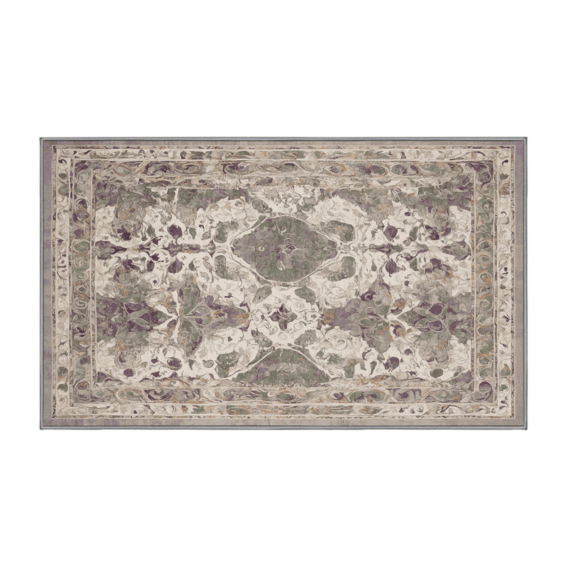Machine Washable Gray Area Rug, Rectangle 2' x 3'