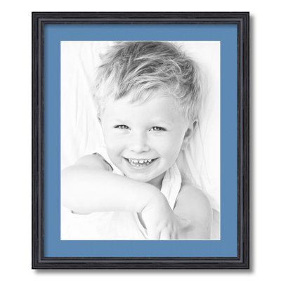 Black Wood Matte Picture Frame with Mat