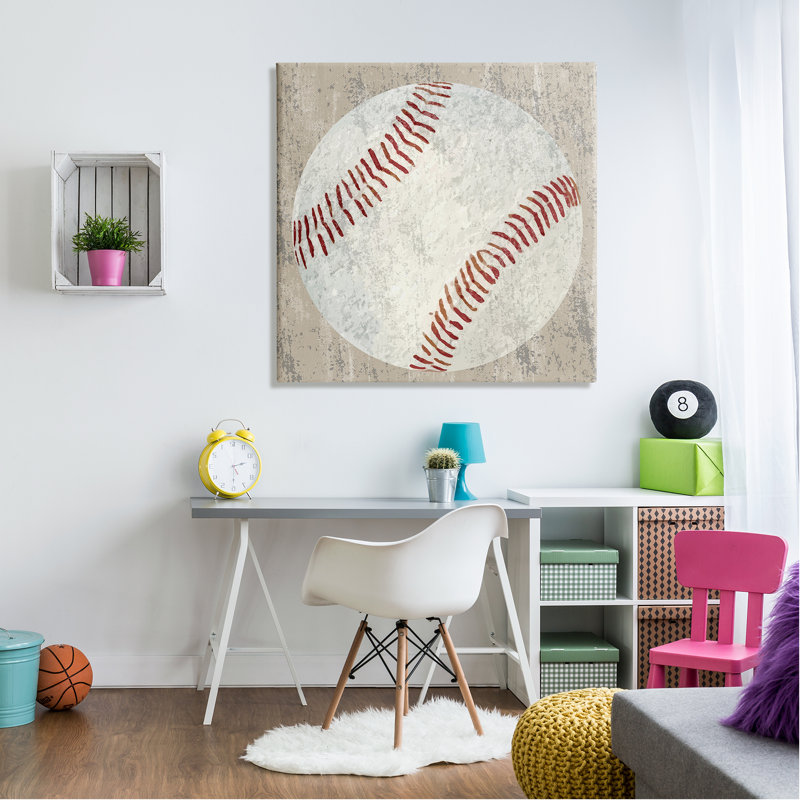 «Rustic Sports Baseball Canvas Art» par Kim Allen, H 36 po x l 36 po x P 1,5 po