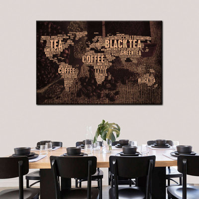 Tea Coffee World Map Canvas Print