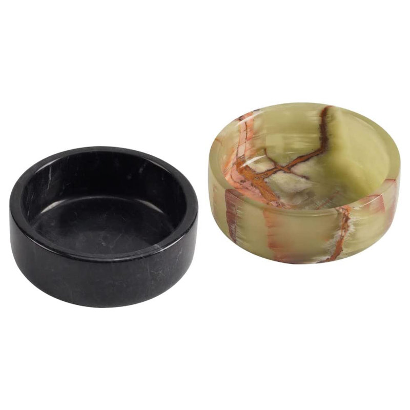 Ebern Designs Dangela Marble Condiment Server, Black/Green