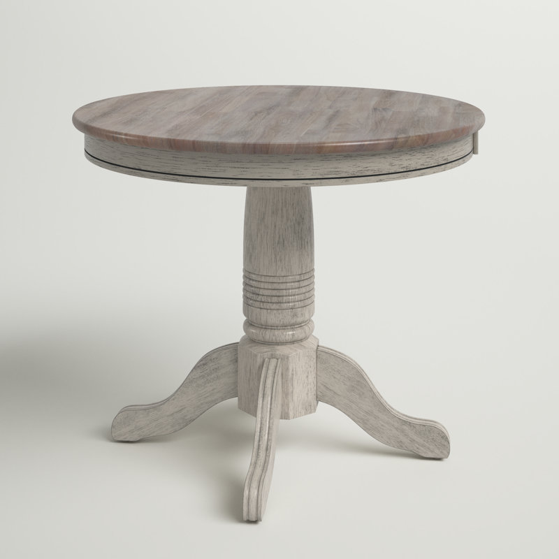 Wilkey Round Solid Wood Dining Table, Gray