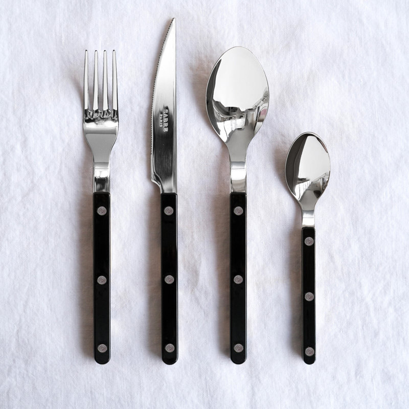 Bistrot Solid 4 - Piece Stainless Steel Flatware Set - Service for 1, Black