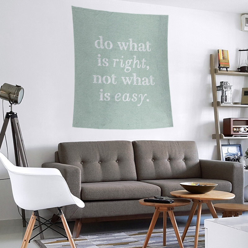 Tapisserie en polyester do what is what is right quote, Vert / blanc, H 60 po x l 51 po