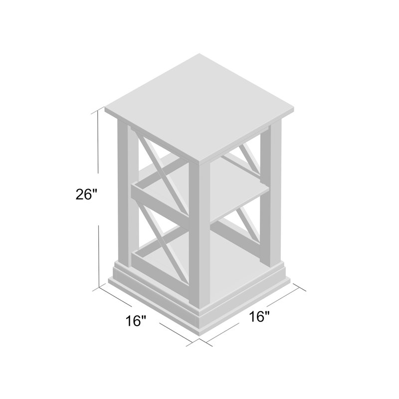 Rossitano Solid Wood End Table, Unfinished