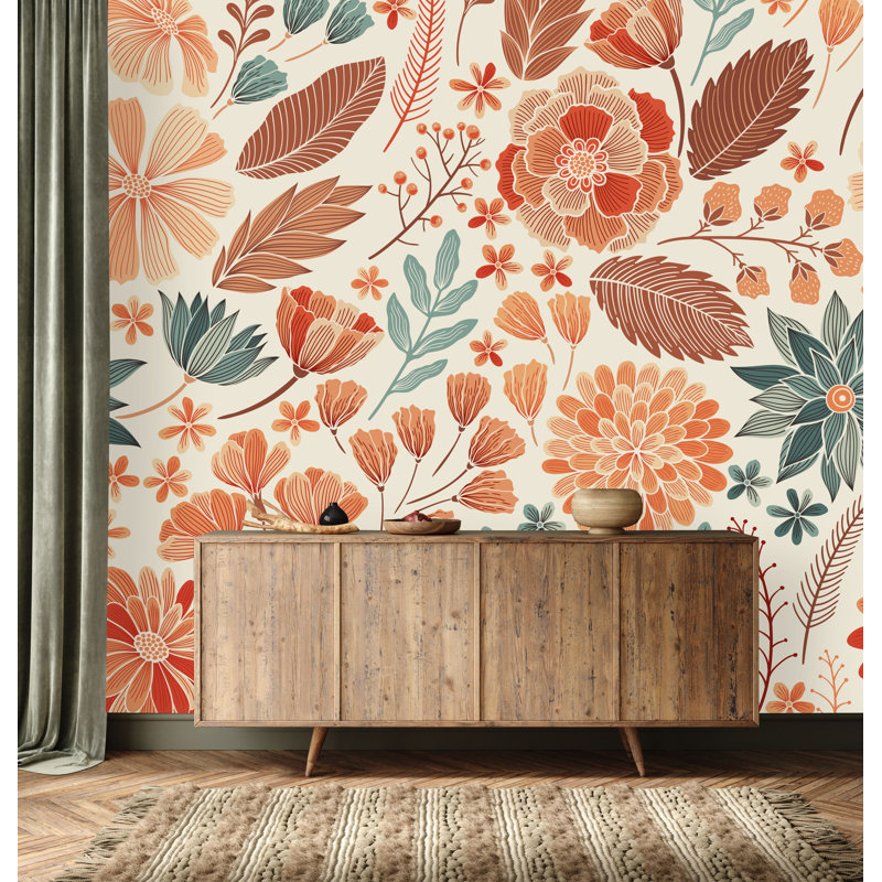 Peel & Stick Floral Wall Mural, 100" W x 8.33" L