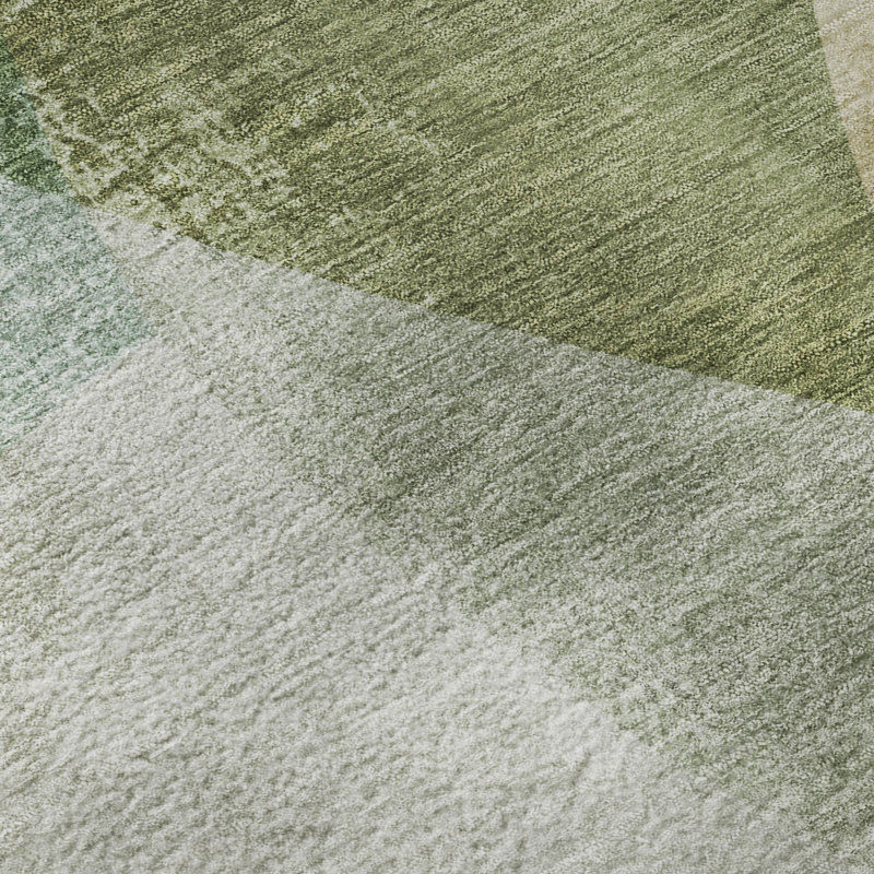 Tapis abstrait lavable à la machine de qualité supérieure Mayfield AMF2057, 3 pi x 5 pi, Aloès