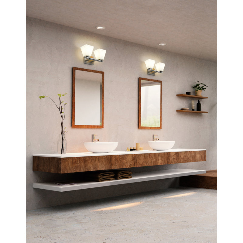 Meuble-lavabo 2 lumières Teyona, Nickel brossé