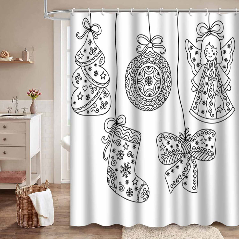 Rideau de douche blanc imperméable, rideaux de douche pour la salle de bain avec 12 crochets, 72" L x 72" W