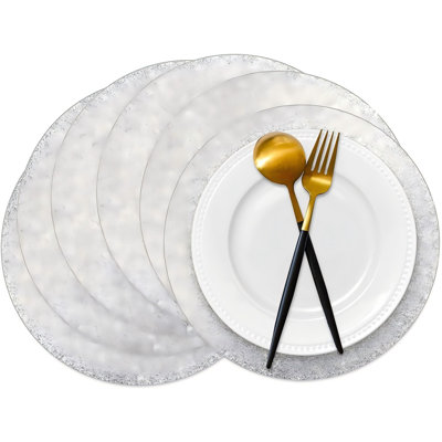 Ensemble de 50 napperons de table à paillettes argentées scintillantes de 14 po