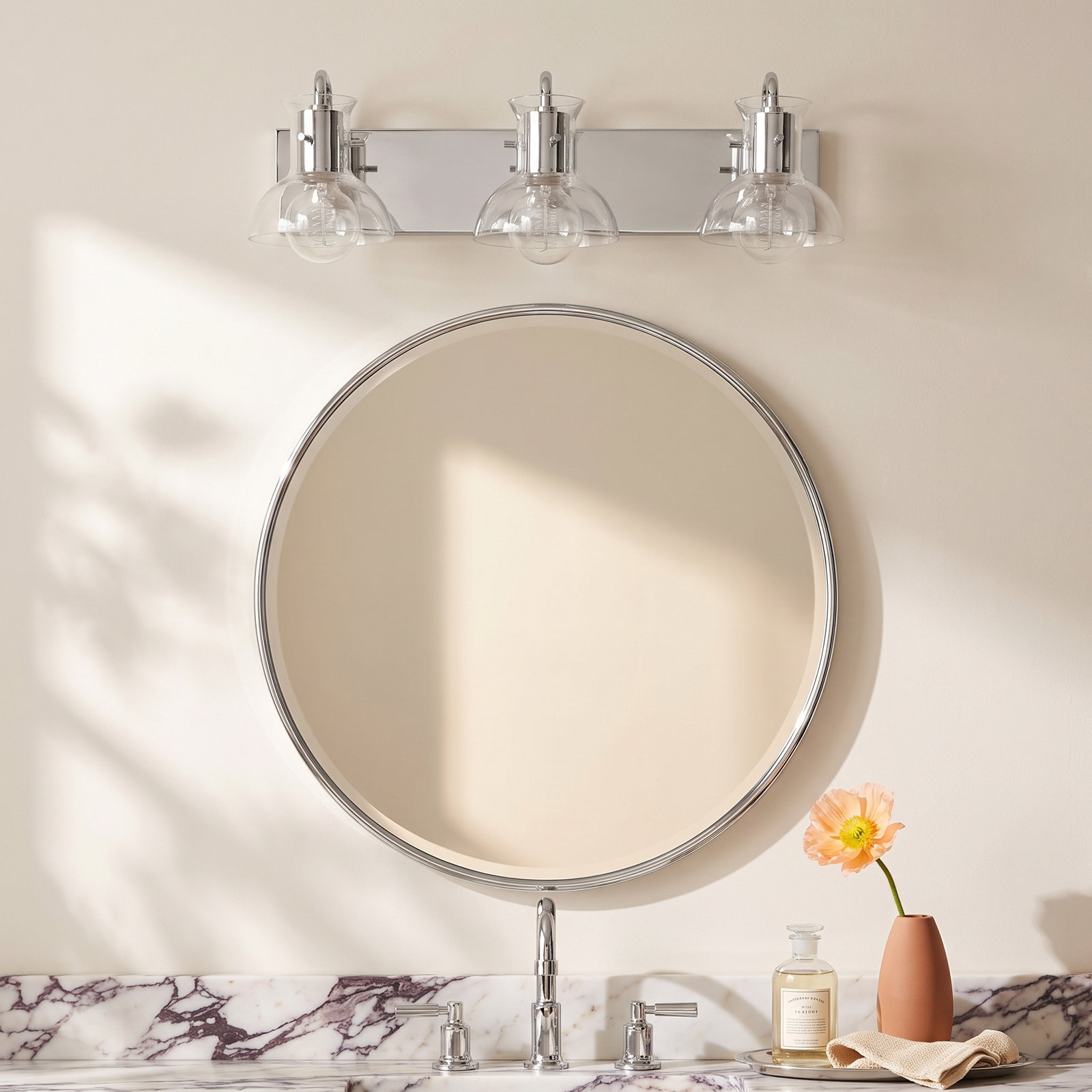 Luke 3 Light Vanity Light, Polished Nickel