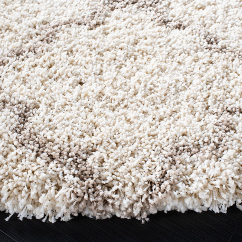 Tapis à motif géométrique Bonaire, Rectangle 8 pi x 10 pi, Ivoire / gris clair