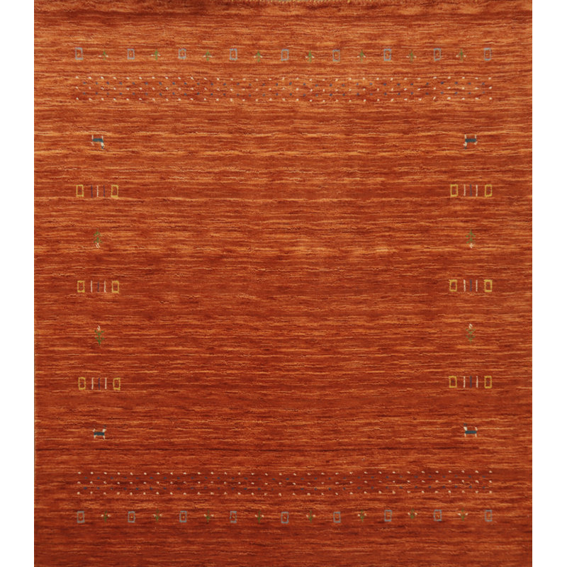 Tapis carré indien carré orange 6x6