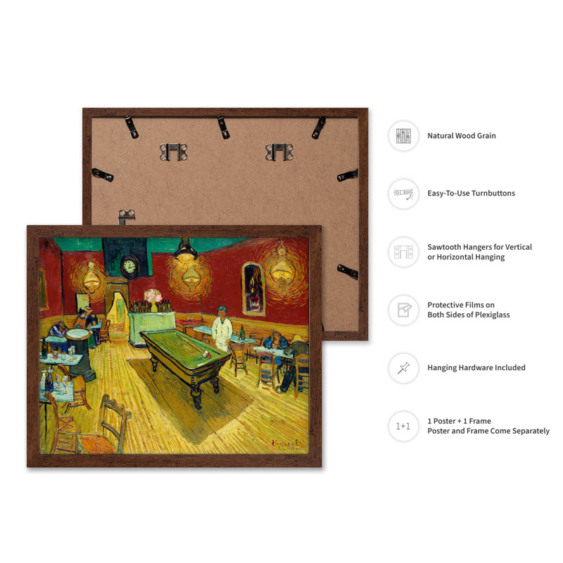 Van Gogh - The Night Cafe, Affiche, Encadrement brun, H 11 po x l 14 po