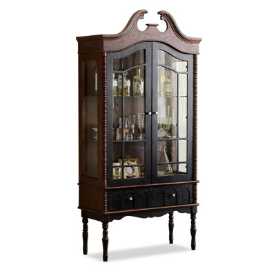 Brownness+Black Solid Wood+Glass Display Cases