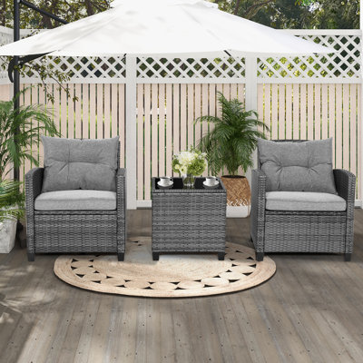 Ensemble de conversation avec coussins pour 2 personnes Patiojoy Wicker