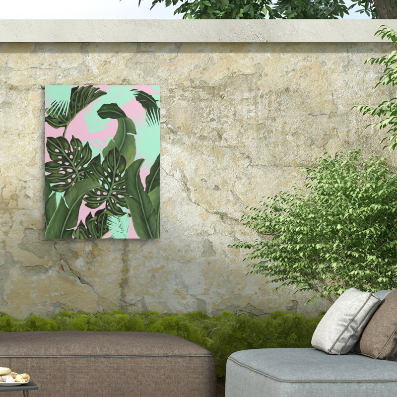 Toile d'extérieur «Neon Jungle I» par Naomi Mccavitt, H 47 po x l 35 po x P 1,5 po