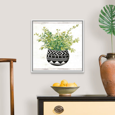" Mud Cloth Black And White Succulent II " by Cindy Jacobs Painting Print