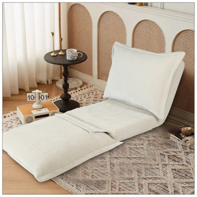 Fauteuil convertible convertible: canapé-lit avec dossier réglable et coussins - beige
