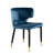 Waterfall Round Marble Dining Table Set with Sculptural Base and 6 Blue Velvet Chairs – 7-Piece Modern Dining Set with Gold-Tipped Legs