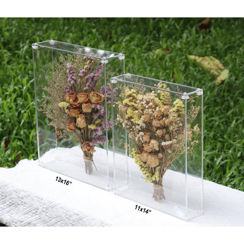 13X16 Acrylic Shadow Box, Assemble Display Case, DIY Tabletop/Wall Mount Display Frame, All Clear Memory Box For Dried Flowers/Kids Room/Birthday/Wedding/Party(13X16x3”, Assemble Frame)