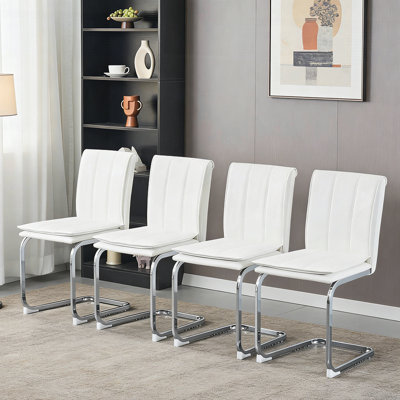 Ensemble de 4 chaises de salle à manger modernes en cuir PU avec pieds en métal, confortables et élégantes pour les cuisines, les salons et les bureaux