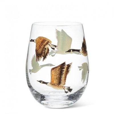 Canada Geese In Flight Stemless Wine Glass