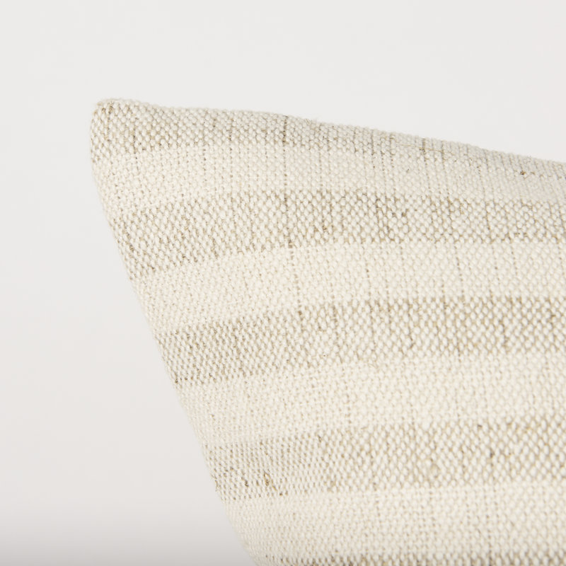 Jace Cream and Beige Striped Cotton Linen Square Pillow Cover