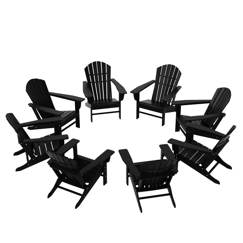 Geoff Foldable Outdoor Adirondack Chair, Black