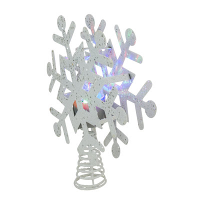 12" Lighted White Snowflake Christmas Tree Topper - Multicolor Lights