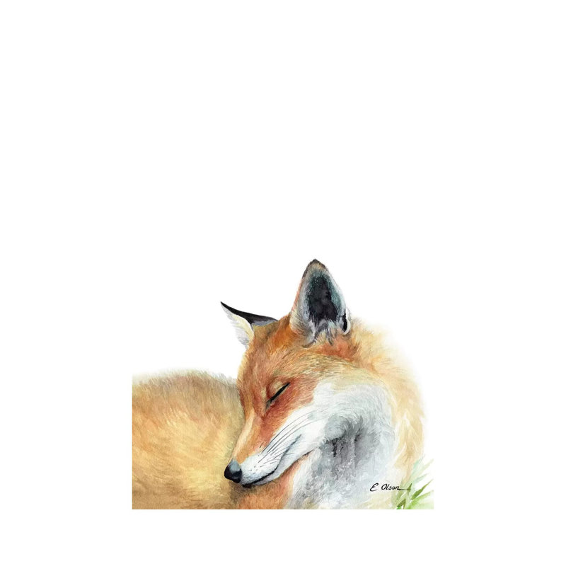 Woodland Sleeping Fox - Wrapped Canvas Painting, 30.48cm H x 20.32cm W