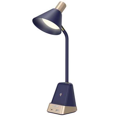  James Modern Multi Device Wireless Charging LED Desk Lamp Anodized Aluminum Blue Gold