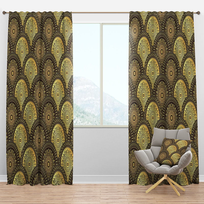 Panneau de rideau simple semi-diaphane avec passe-tringle Mid-Century, l 52 po x L 63 po