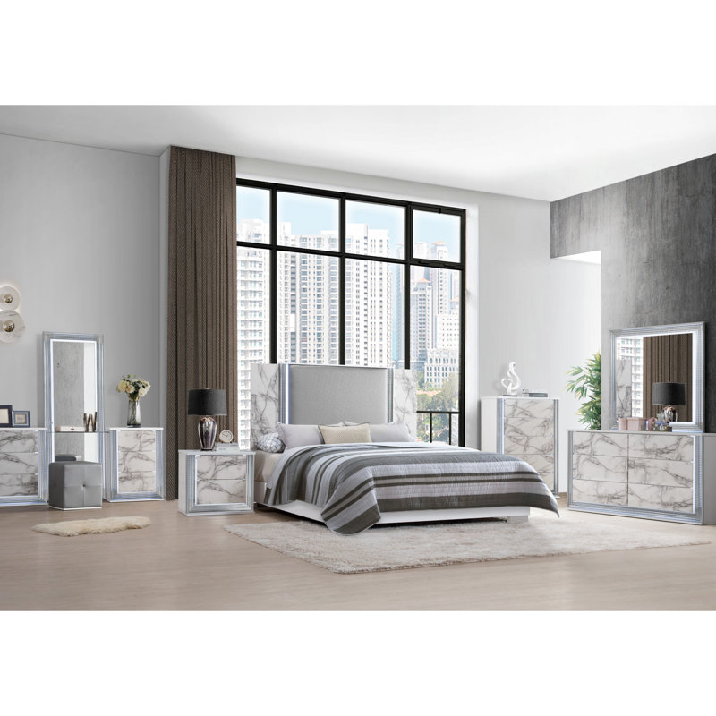 Table de chevet en marbre blanc Modern