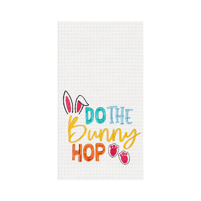 Serviette Do The Bunny Hop, Blanc / bleu / orange faire le lapin