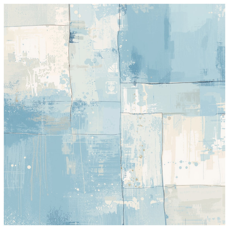 Rideaux de douche patchwork bleu abstrait très longs, L 70 po x H 93 po