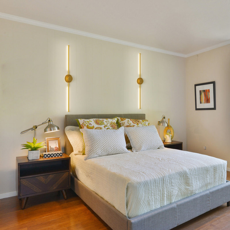 LED Dimmbale Flush Mounted Sconces, Battery Operated Wall Sconces With Remote, Gold