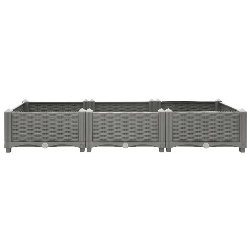 Raised Bed Polypropylene Garden Planter Pot Planting Box Flower Pot, Light Grey, 120 x 40 x 23 cm