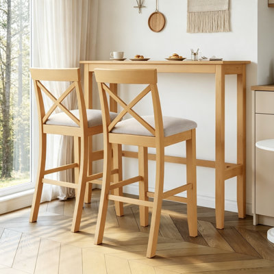 Counter Height Dining Set with 2 Natural Chairs