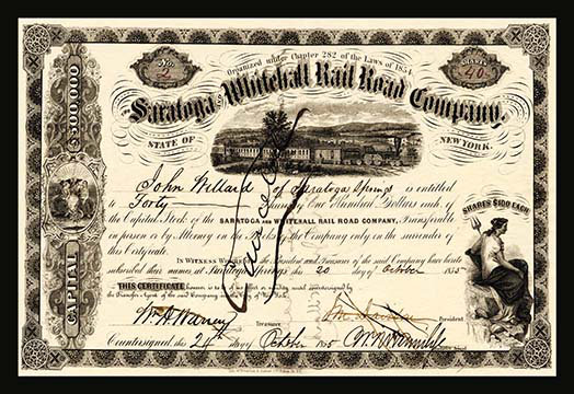 «Saratoga and Whitehall Railroad Company», souvenirs