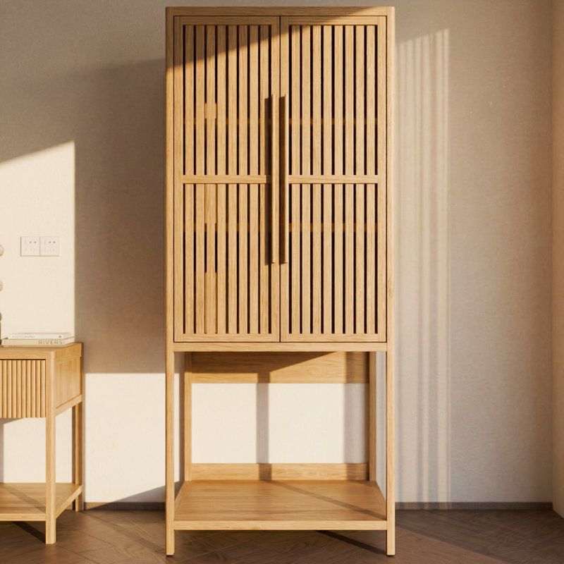 Armoire-penderie autoportante en bambou avec 2 portes Valric