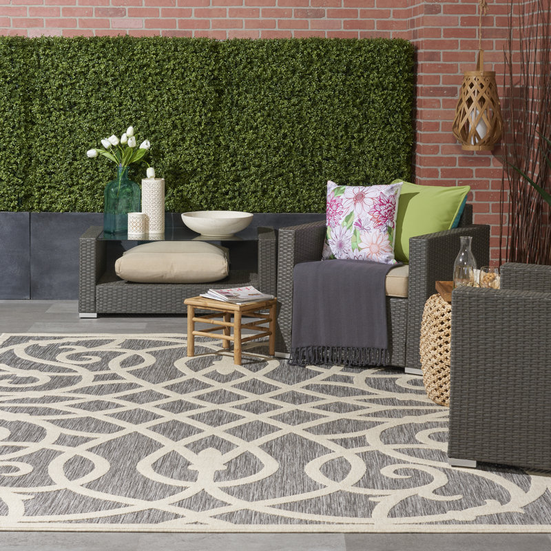 Cozumel Machine Woven Grey Outdoor Rug, Rectangle 160 x 221cm