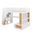 Lit mezzanine double avec bureau, tablettes et tiroirs-1062674547