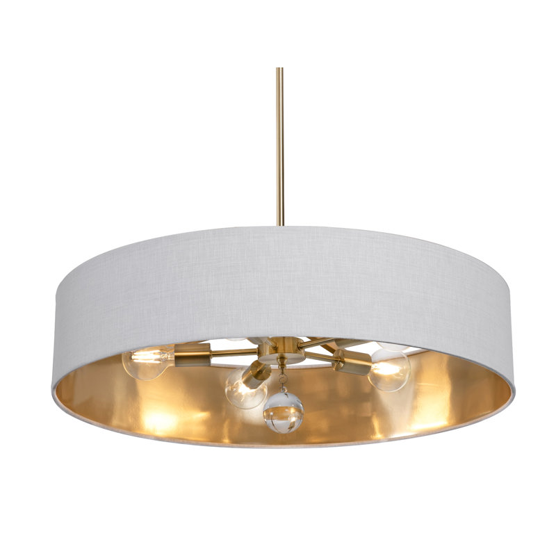 Luminaire suspendu Woodvale - 30 po, Laiton satiné, Blanc / doré