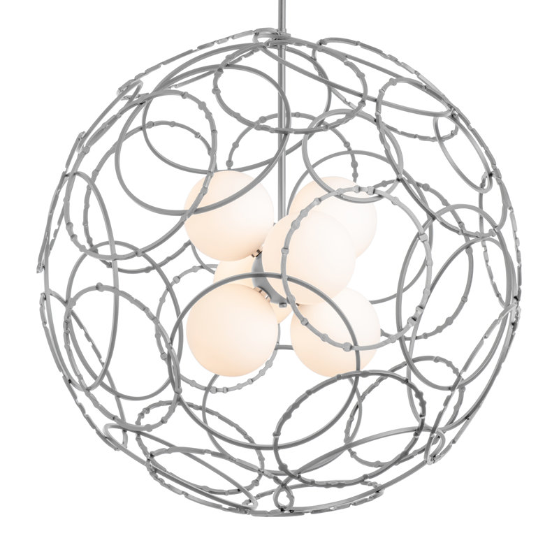 Olympus 6 - Light Unique/Statement Globe Chandelier, 54.6" H x 31" W x 31" D, Vintage Platinum