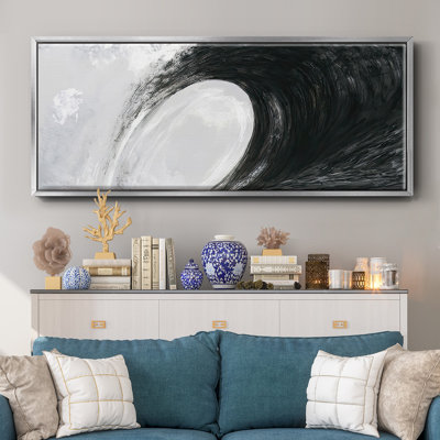 «Black & White Waves IV», reproduction encadrée sur toile