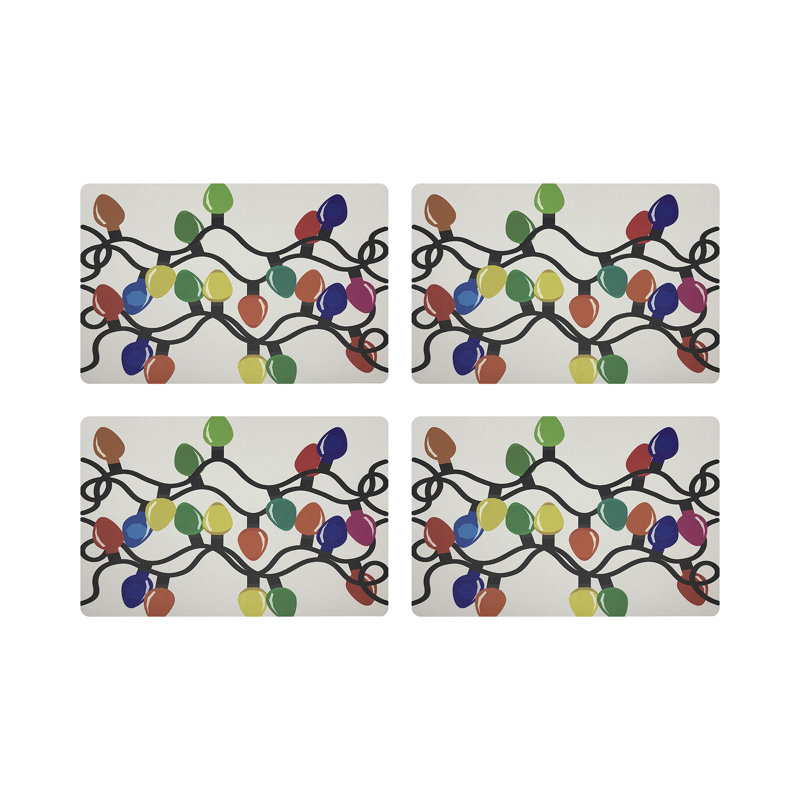 Xmas Vegan Leather Rectangle Placemats, Primaries